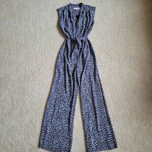 Michael Michael Kors Animal Print Chic Jumpsuit Small Cap Sleeve Tie Waist